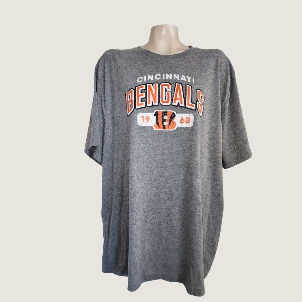 NFL Team Apparel Cincinnati Bengals Gray Graphic T-Shirt 2XL Established 1968